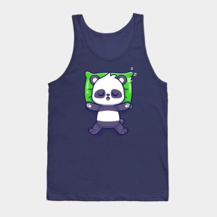 Cute Panda Sleeping On Pillow Cartoon Tank Top